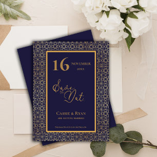 Blue Gold  Intricate Design Wedding Save the Date