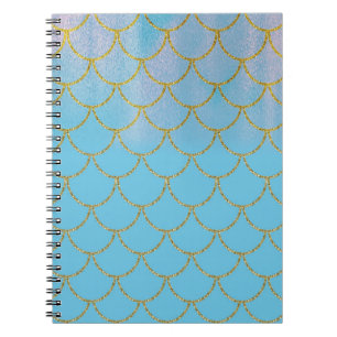 Blue & Gold Iridescent Shimmer Mermaid Scales Notebook
