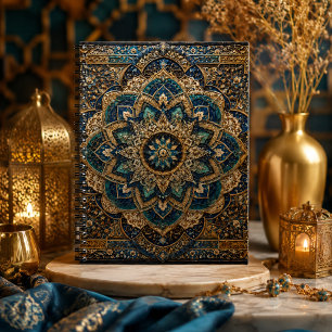 Blue & Gold Islamic Mandala Spiral Notebook Moro