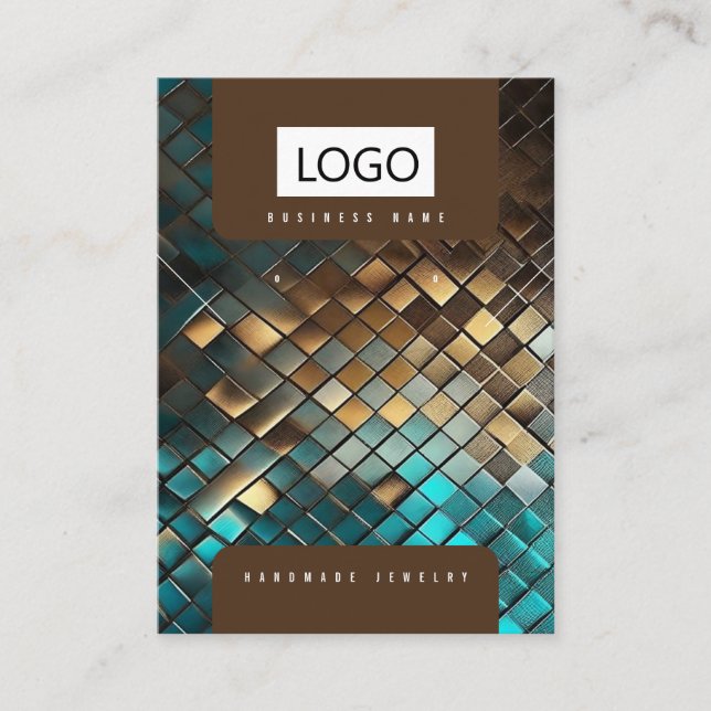 Blue Gold Jewellery Earrings Necklace Display Card (Front)