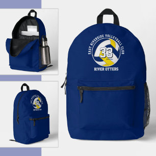 blue gold kids teens volleyball team colours printed backpack