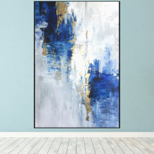 Blue & Gold Layered Motion Abstract Canvas Print
