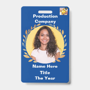 Blue Gold Leaf Badge ID Badge