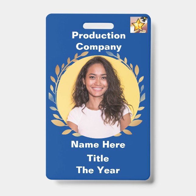 Blue Gold Leaf Badge ID Badge (Front)