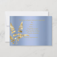 Blue gold leaf response card elegant semi gloss