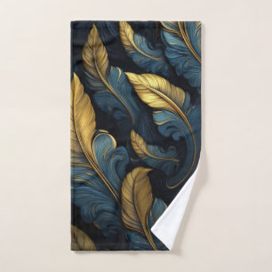Blue - Gold Leafs Hand Towel