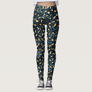 Blue & Gold Leopard Leggings