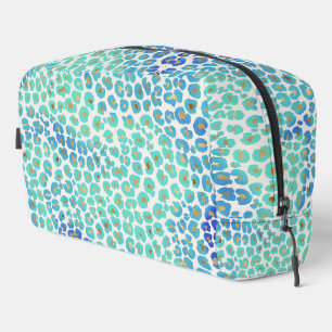 Blue Gold Leopard Pattern Dopp Kit