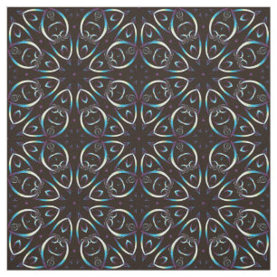 Blue Gold Lilac Glow Mandala Pattern Fabric