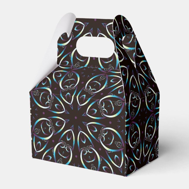 Blue Gold Lilac Glow Mandala Pattern Favour Box (Front Side)