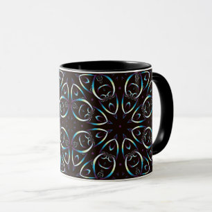 Blue Gold Lilac Glow Mandala Pattern Mug