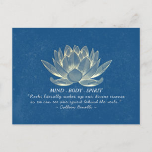 Blue & Gold Lotus Yoga Meditation Instructor Quote Postcard
