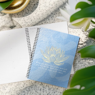 Blue Gold Lotus Yoga Meditation Instructor Quotes Planner