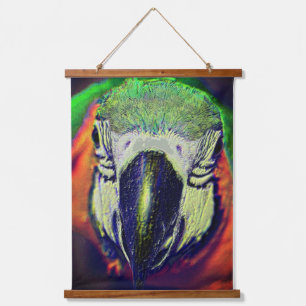 Blue Gold Macaw Face Parrot Fantasy Art Hanging Tapestry