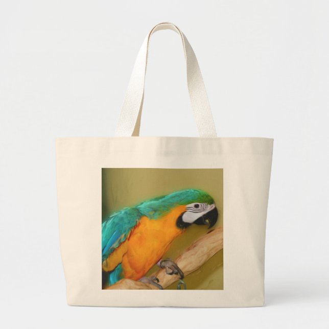Blue Gold Macaw Parrot Painting Bag (Front)