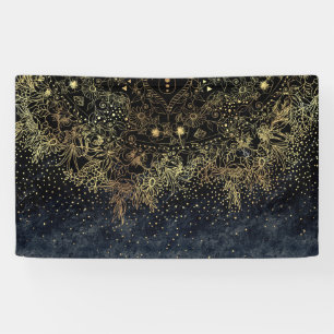 Blue Gold Mandala Floral Banner