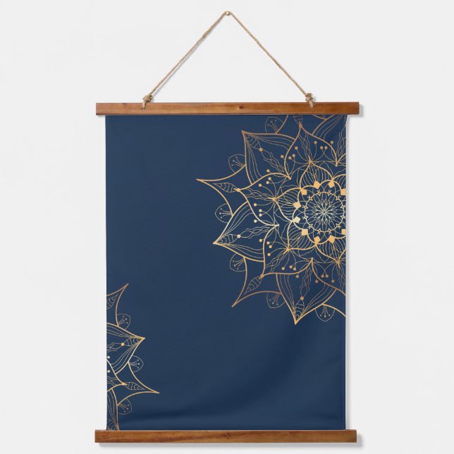 Blue & Gold Mandala | Islamic Art Inspired  Hanging Tapestry (Front)