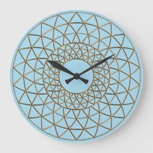 Blue Gold Mandela Design Large Clock