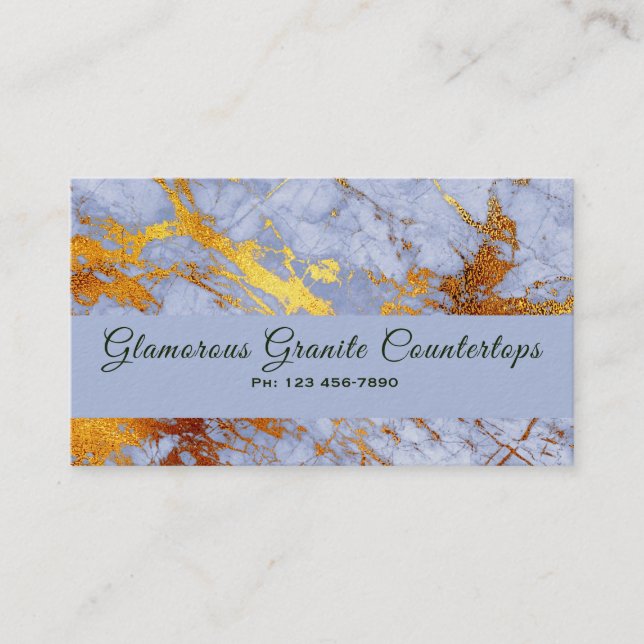 Blue & Gold Marble abstract Business Card (Front)