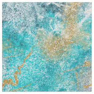 Blue Gold Marble Artwork  Fabric