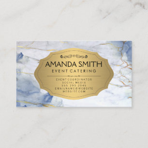 Blue Gold Marble   Gold Metallic Classic Frame  Business Card