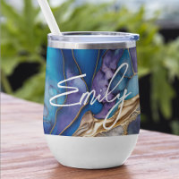 Blue Gold Marble Personalised Name Gift