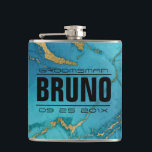 Blue & Gold Marble Stone Groomsman Gift Hip Flask<br><div class="desc">Elegant modern image of blue and gold marble texture print with customisable text for groomsman gifts.</div>