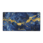 Blue & Gold Marble Texture Personalised Workspace