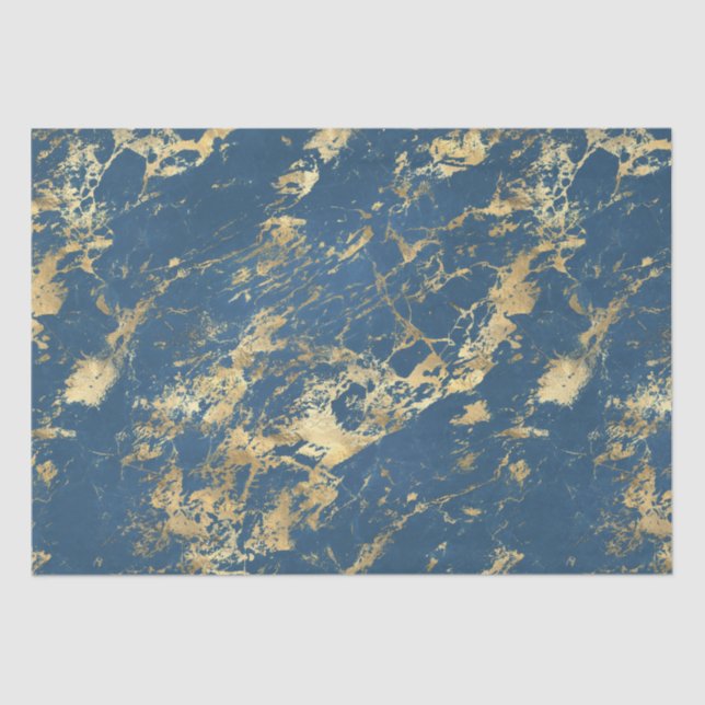 Blue Gold Marble Tissue Paper (Front)