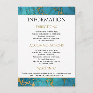 Blue Gold Marble Wedding Information Details Enclosure Card