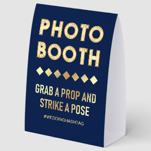 Blue Gold Marquee Letters Wedding Photo Booth