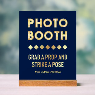 Blue Gold Marquee Letters Wedding Photo Booth Acrylic Sign