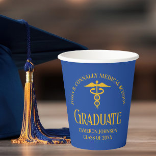 Blue Gold Medical School Graduation Party Paper Cups