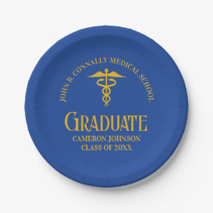 Blue Gold Medical School Graduation Party Paper Plate