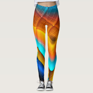 Blue-Gold Metallic Pattern 33 Leggings