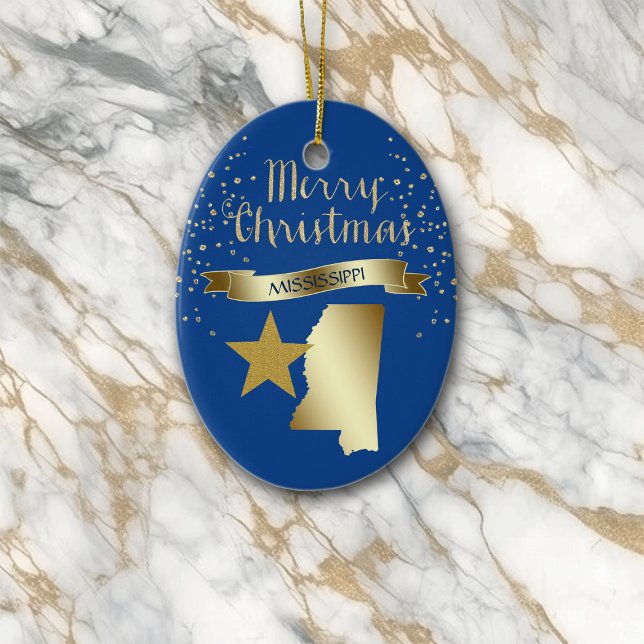 Blue Gold Mississippi Star Ceramic Tree Decoration (Creator Uploaded)