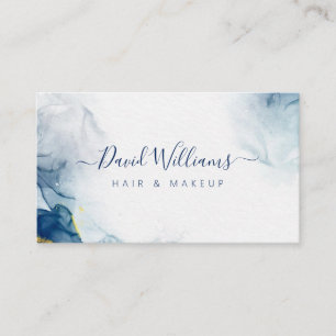 Blue Gold Modern Art Liquid Watercolor Business Ca Card