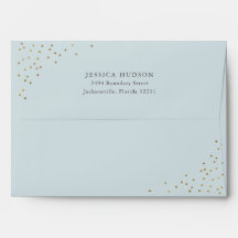 Blue & Gold Modern Elegant Boy Baby Shower  Envelo