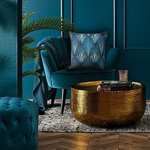Blue & Gold Modern Fan Design Cushion