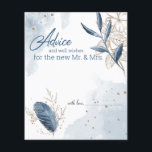 Blue Gold Modern Floral Elegant Advice Card<br><div class="desc">An elegant modern design in blues with touches of gold and glitter.  Coordinating design on the back. Personalise with your event details easily and quickly,  simply press the customise it button. Matching items to complete your event collection are available in our Zazzle store!</div>