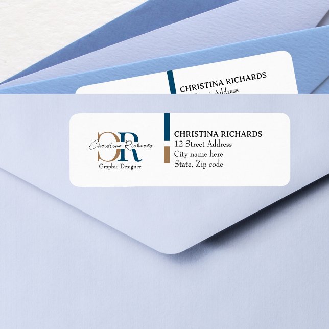 Blue Gold Monogram Simple Modern (Creator Uploaded)