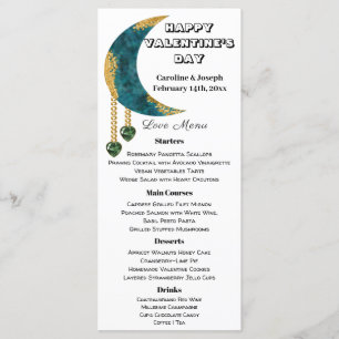 Blue Gold Moon Green Heart Jewels Valentine’s Day Menu