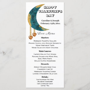 Blue Gold Moon Orange Heart Jewels Valentine’s Day Menu