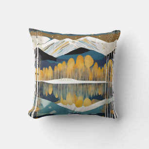 Blue Gold Mountain Cushion