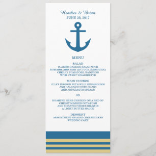 Blue Gold Nautical Anchor Wedding Menu