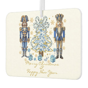 Blue Gold Nutcrackers Merry Christmas Car Air Freshener