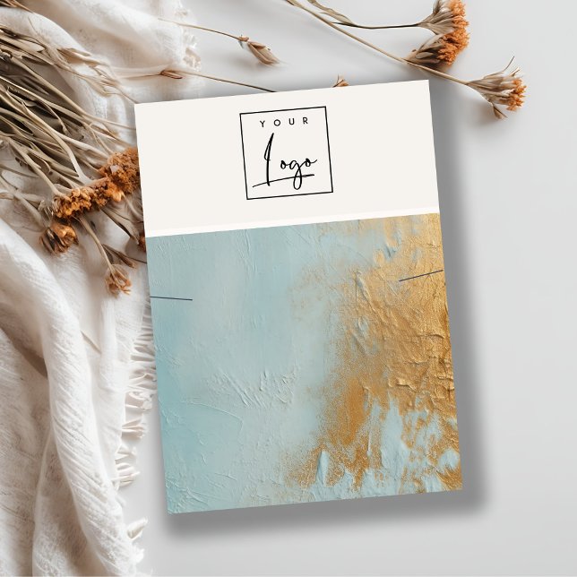 Blue Gold Oil Paint Texture Logo Necklace Display Business Card (Creator Uploaded)