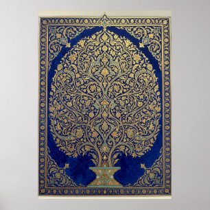 Blue & Gold Ornamental Pattern Poster
