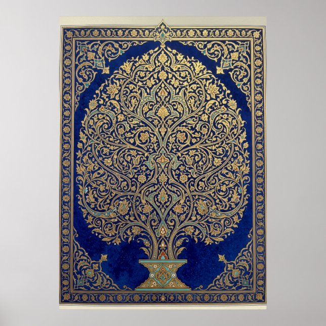 Blue & Gold Ornamental Pattern Poster (Front)