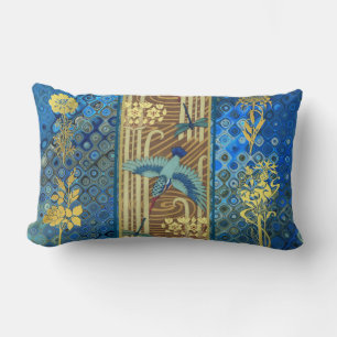 Blue Gold Ornate  Lumbar Cushion